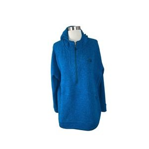 The North Face XXL 2XL Crescent Hooded Fleece Knit Pullover 1/4 Zip Turquoise